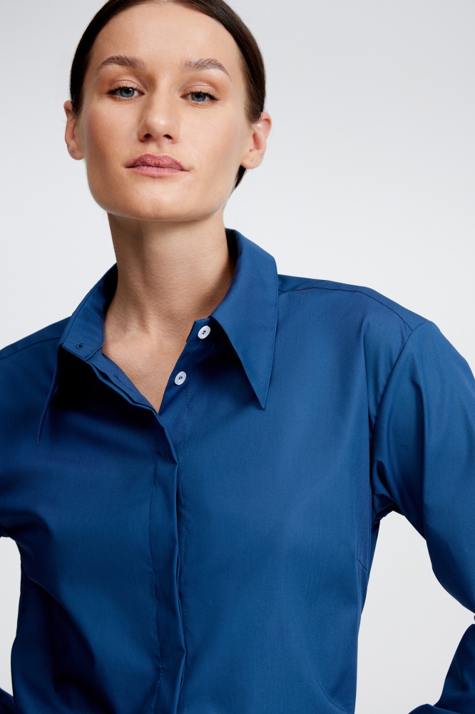 Рубашка из итальянского хлопка “Imperial Blue”  Мавелти (Mavelty)