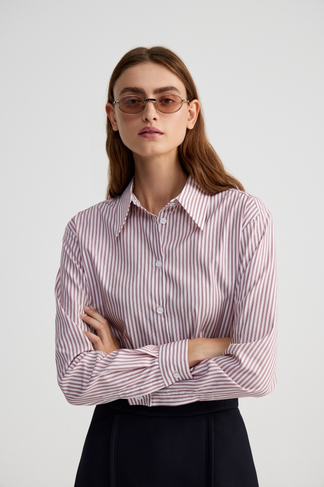 Рубашка из итальянского хлопка ”Pink Stripes” Мавелти (Mavelty)