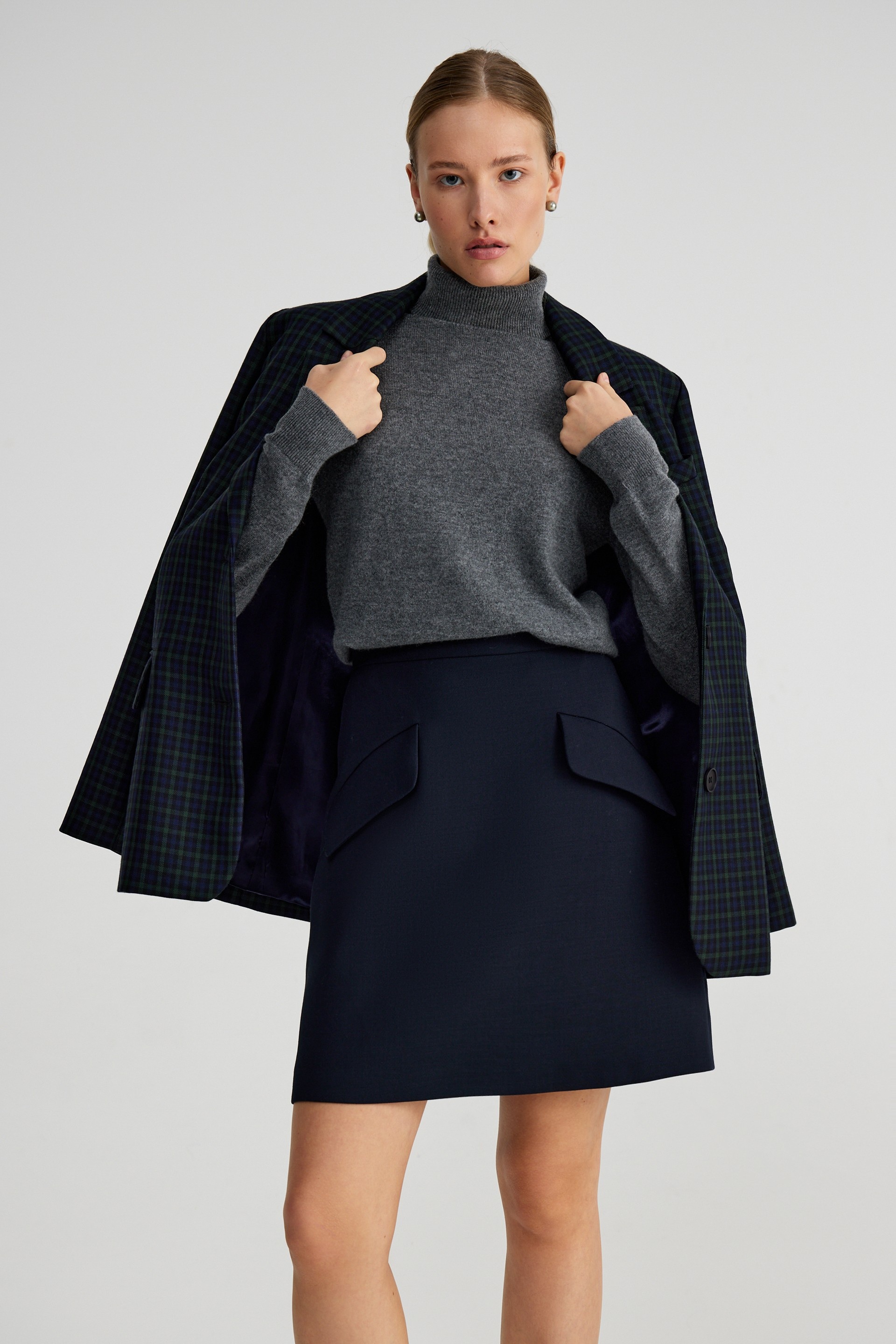 Юбка мини с накладными карманами “Oxford Blue”