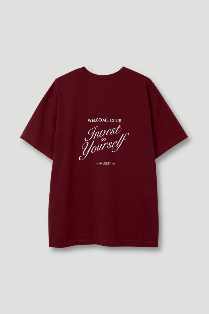 Футболка "Maroon Line" oversized из итальянского хлопка Мавелти (Mavelty)