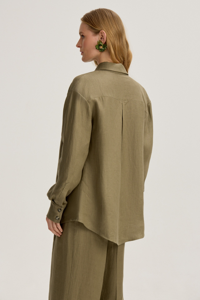 Рубашка "Ravenna" с поясом из итальянского льна Max Mara Мавелти (Mavelty)