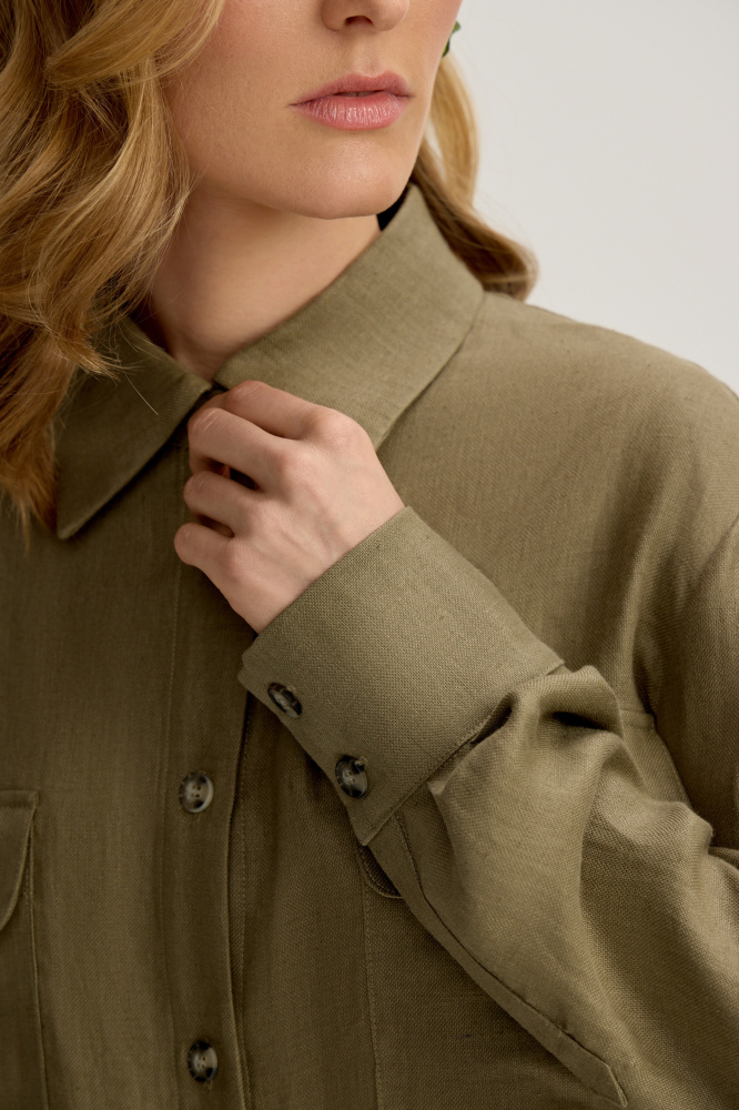 Рубашка "Ravenna" с поясом из итальянского льна Max Mara Мавелти (Mavelty)