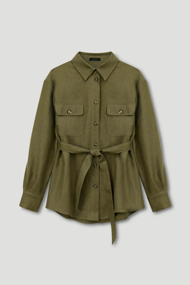 Рубашка "Ravenna" с поясом из итальянского льна Max Mara Мавелти (Mavelty)