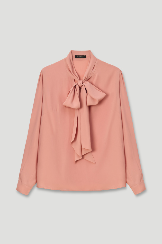 Блуза с бантом "Aversa" из итальянского шелка Мавелти (Mavelty)