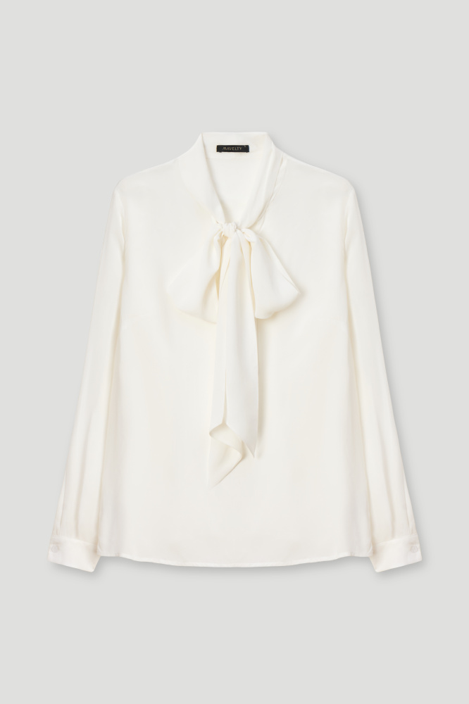 Блуза с бантом "Tintoria" из итальянской вискозы Мавелти (Mavelty)