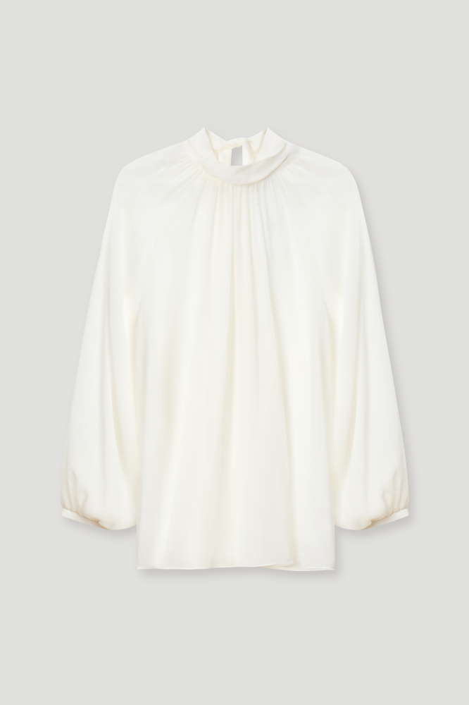 Блуза "Nereto" с бантом из итальянской вискозы Мавелти (Mavelty)