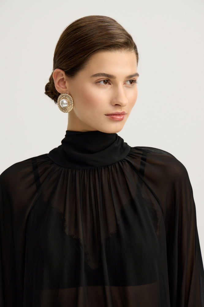 Блуза "Jesolo" с бантом из итальянской вискозы Мавелти (Mavelty)