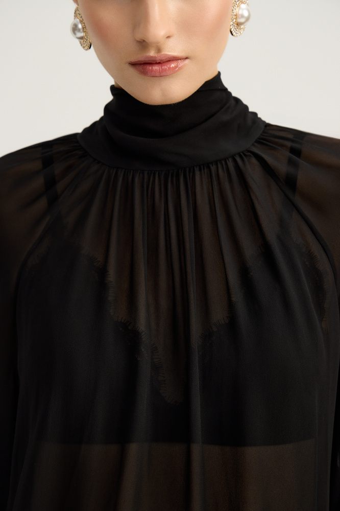 Блуза "Jesolo" с бантом из итальянской вискозы Мавелти (Mavelty)