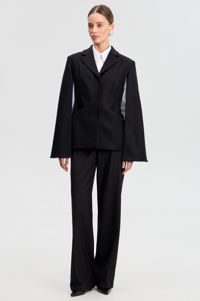 Жакет "Valsolda" с кейпом из итальянской шерсти Мавелти (Mavelty)