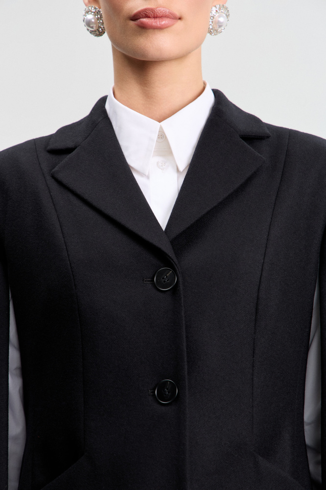 Жакет "Valsolda" с кейпом из итальянской шерсти Мавелти (Mavelty)